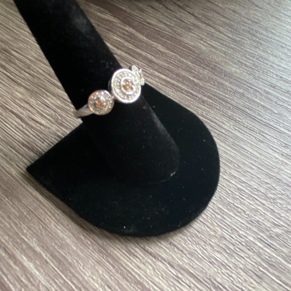 White Gold Ring with Chocolate Diamonds 10K - Picture 3 of 6